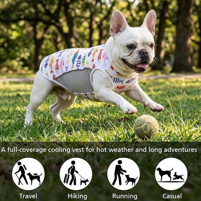UPF 50+ Sun Protection Dog T-Shirt, 2 Pack Lightweight Sleeveless Dog Vest for Medium Dogs Boy – Reflective Strips, Quick-Dry Pet Apparel, Sports Fan Shirt P23ST00509XXL
