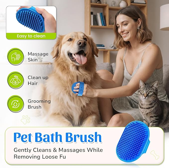Dog Washing Hose Attachment,All in One Dog Bath Attachment for Tub-Dog Shampoo Sprayer,Dog Washing Kit-Dog Drying Towel,Dog Tooth Brush,Dog Washing Brush,Dog Scrubber for Bath and Dog Shampoo Brush
