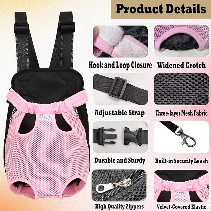 Pet Carrier Backpack, Adjustable Pet Cat Dog Carrier Backpack Travel Bag, Legs Out,Dog Carrier for Hiking Camping Travel, Sling Bag for Small Medium Dog Cat (BlueWhiteStripes, Small (1.5-3LBS))