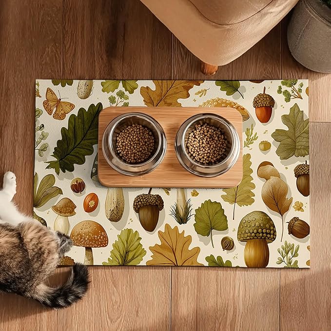 HOMETITUTE 24x16 inch Non Slip Dog Food Mat Pet Bowl Placemat for Food and Water Puppy Feeding Mat Small Dog Bowl Mats Cat Food Mat Easy Clean Feeding Mats for Small Pets