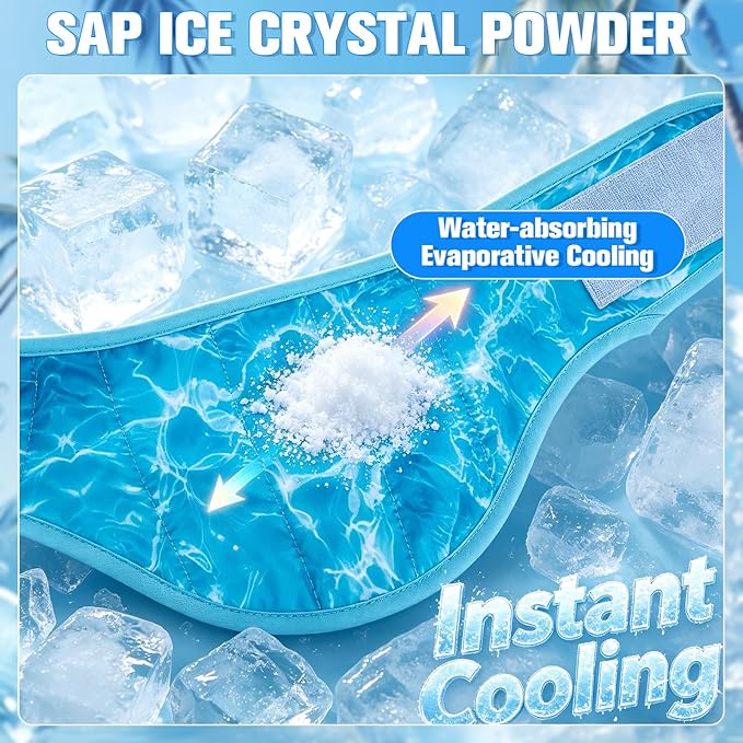 EXPAWLORER Dog Cooling Bandana - 2 Pack Instant Cool Chill Out Dog Scarf, Adjustable Summer Outdoor Ice Neck Cooler Vest, SAP Ice Crystal Powder Physical Cooling Pet Handkerchiefs, Wave Medium