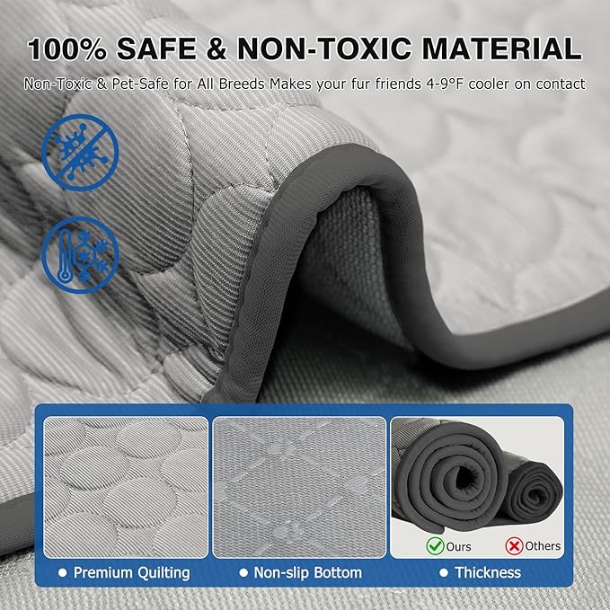 Mannice Pet Cooling Mat, X-Large, 3-4 Degree Cooler, No Water or Electricity Needed, Portable and Foldable, Safe for Dogs and Cats, Non-Irritating, Easy to Use, 3 Years Warranty