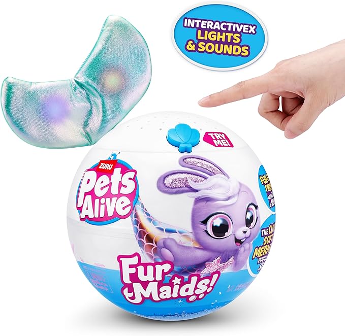 Pets Alive Furmaids by ZURU Mermaid Plush Interactive Lights Sounds Girls Toy (Green Puppy)