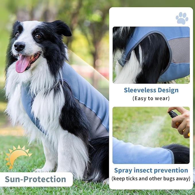 Dog Shirt, Cooling Vest Lightweight Breathable, Dog T-Shirts All-Season UV Protection Pet Clothes Quick Dry Soft Stretchy Pet Shirt Vest for Small Medium Large Dogs (Water Drop 1PC, Large)