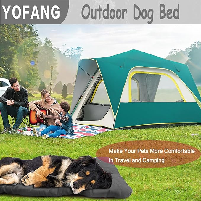 YOFANG Outdoor Travel Dog Bed Mat Large, Portable Crate Mat Waterproof Anti-Slip, Kennel Pad Washable, Pet Camping Beds Nylon Fabric, Easy to Clean for Outdoor/Indoor and Car Mat, 36"x25" Grey
