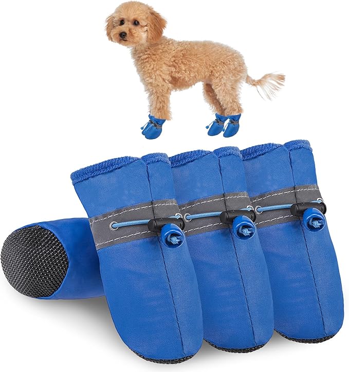 SCENEREAL Dog Shoes for Hot Pavement for Small Medium Dogs Paw Protectors, Summer Heat Boots Resistant Waterproof Soft Outdoor Walking Indoor Hardfloors, Blue Size 4