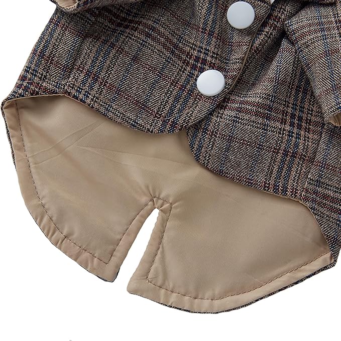 GabeFish Pets Wedding Jackets Suit for Dogs with Bow Tie Puppy Cat Formal Clothes Shirt Tuxedo (Brown, M (Chest 15.3in/39cm))