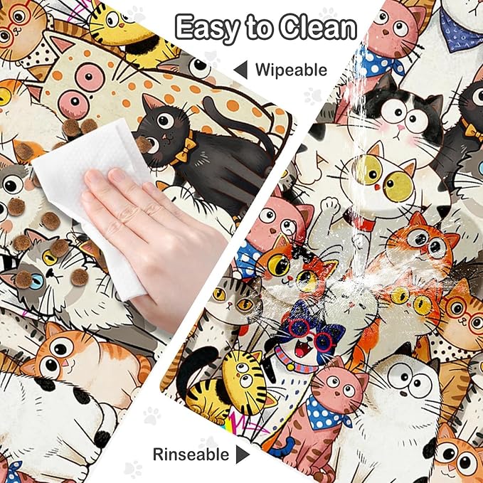 Cat Food Mat for Pet Dog Food Mat, Cats Absorbent Quick Dry Dog Bowl Mats for Food and Water, Non-Slip Cat Pet Feeding Mats for Floor Placemats 12"x20"