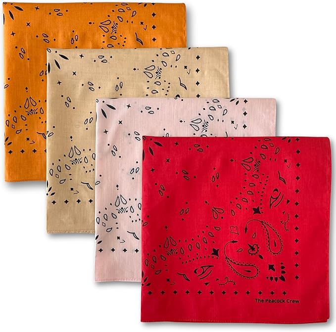 The Peacock Crew Premium Soft Cotton Bandanas Pack for Men and Women Paisley 22 x 22 inches