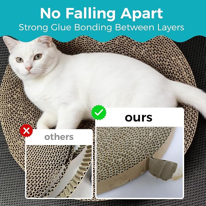 Round Cat Scratcher Refill 10 Inch - Double-Sided Cat Scratch Pad Replacement Fits Most Round Bases, Cat Scratching Board for Indoor Cats 2-Pack