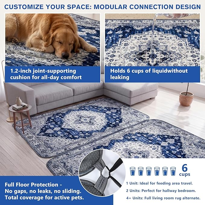 Washable Pee Pads for Dogs and Cats, 2 Pack Absorbent Thick Reusable Training Dog Pet Puppy Pads, Waterproof & Non-Slip Whelping Pads for Potty Training, Whelping, Playpen, Crate, Prevents Leakage