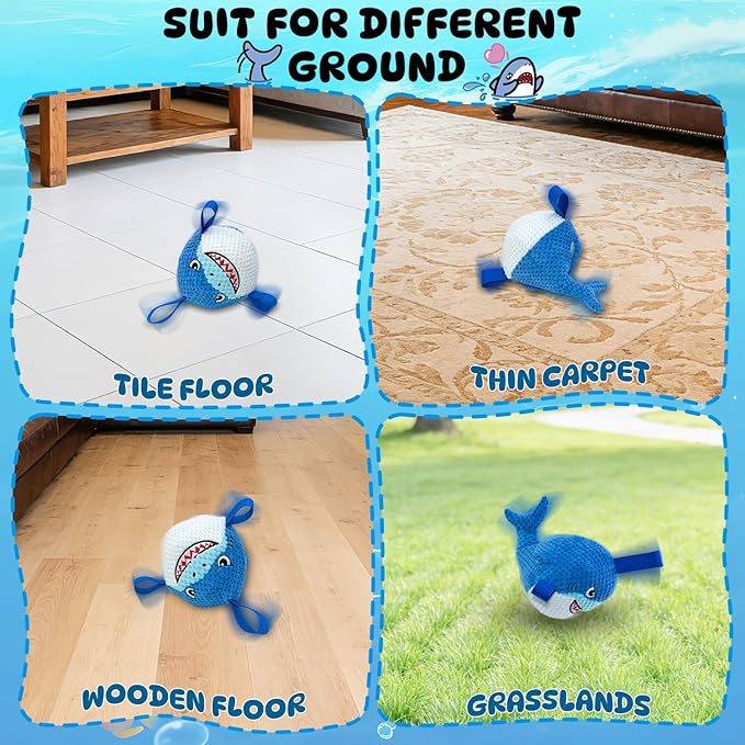 Interactive Dog Toys Bouncing Ball, USB Rechargeable Jumping Squeaky Dog Toy to Keep Them Busy, Fun Moving Toy for Active Dogs, Ideal for Indoor Play, Not for Aggressive Chewers (Blue Shark)