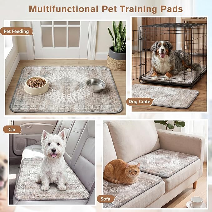 Washable Pee Pads for Dogs and Cats, 2 Pack Absorbent Thick Reusable Training Dog Pet Puppy Pads, Waterproof & Non-Slip Whelping Pads for Potty Training, Whelping, Playpen, Crate, Prevents Leakage