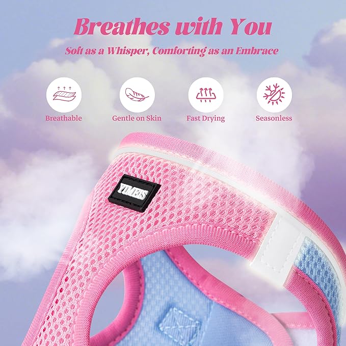 YIMEIS Dog Harness and Leash Set, No Pull Soft Mesh Pet Harness, Reflective Adjustable Puppy Vest for Small Medium Large Dogs, Cats (Pinkblue, Small (Pack of 1)