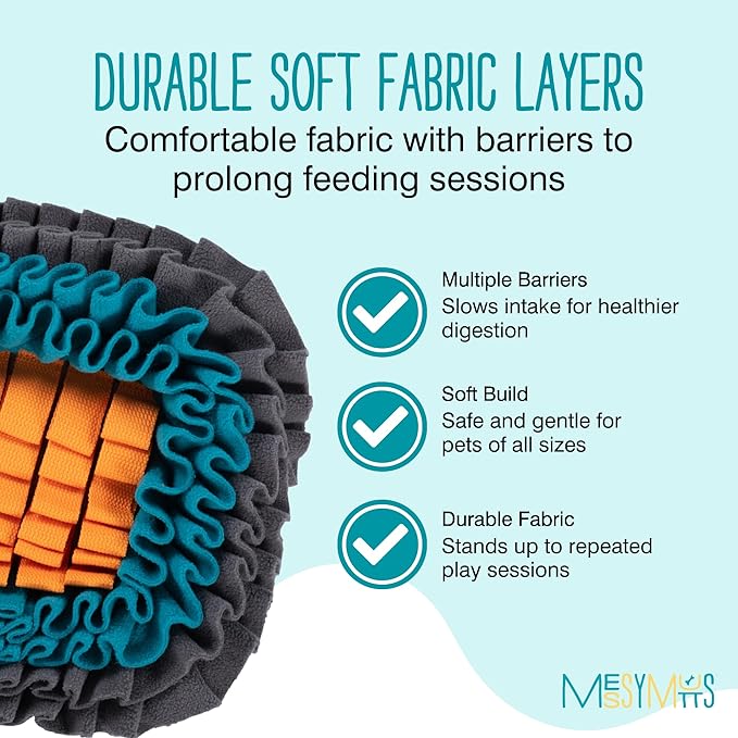 Messy Mutts Square Forage Mat with Suction Cups on Back for Stability | 11” x 11” Snuffle Mat Puzzle for Dogs | Stimulating Sniffing Interactive Puzzle for Dogs