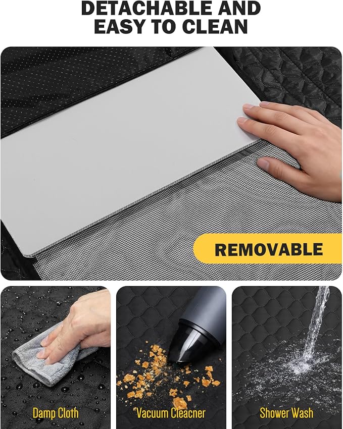 Dog Seat Cover for Back Seat, PU Hard Bottom Back Seat Extender Holds 420 lbs, Upgraded Material Waterproof, Anti Scratch, Safer, Easy to Use and Clean, Pet Car Bed Dog Hammock for Car, SUV, Truck