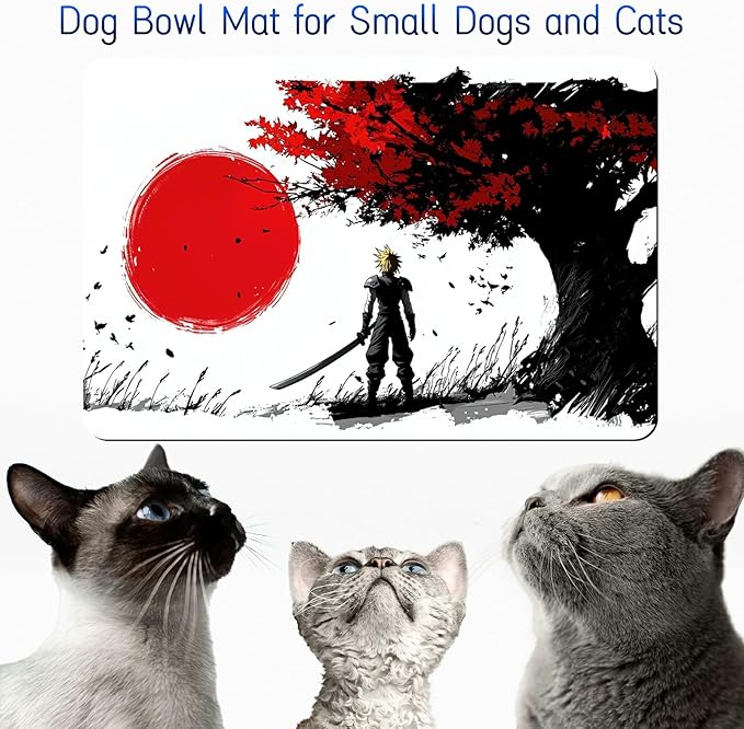 Dog Food Mat, 19.6" x 23.6" Absorbent Pet Feeding Mat for Food and Water, Waterproof Diatom Mud Pet Placemat with Non-Slip Rubber Backing, Easy Clean Cat Bowl Mat for Floors - Maple Leaf Man