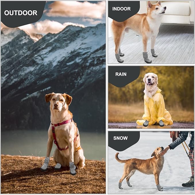 EXPAWLORER Waterproof Dog Shoes for Small Medium Large Dogs, Summer Dog Shoes for Hot Pavement, Hiking Walking, Reflective Dog Booties for Outdoor Snow Rain Days, Anti-Slip Dog Boots & Paw Protectors