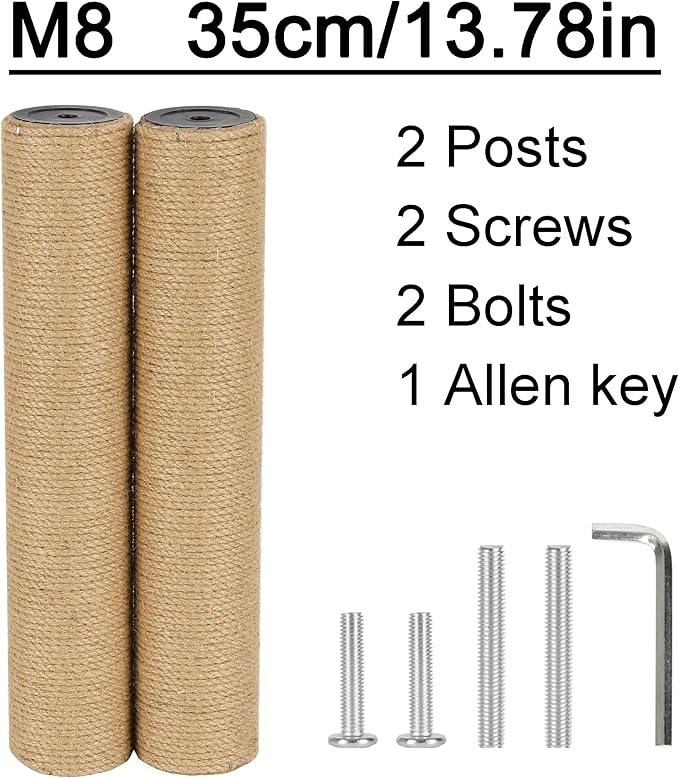 6.8cm 2.7in Diameter Cat Tree Scratching Post Replacement Jute (35cm/13.78in, M8)