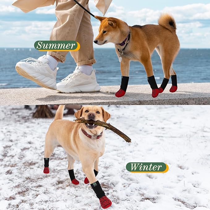 EXPAWLORER Anti Slip Dog Socks to Prevent Licking Paws - Dog Shoes for Hot Pavement, Dog Boots & Paw Protectors, Dog Booties for Hardwood Floors, Small Medium Large Senior Dogs