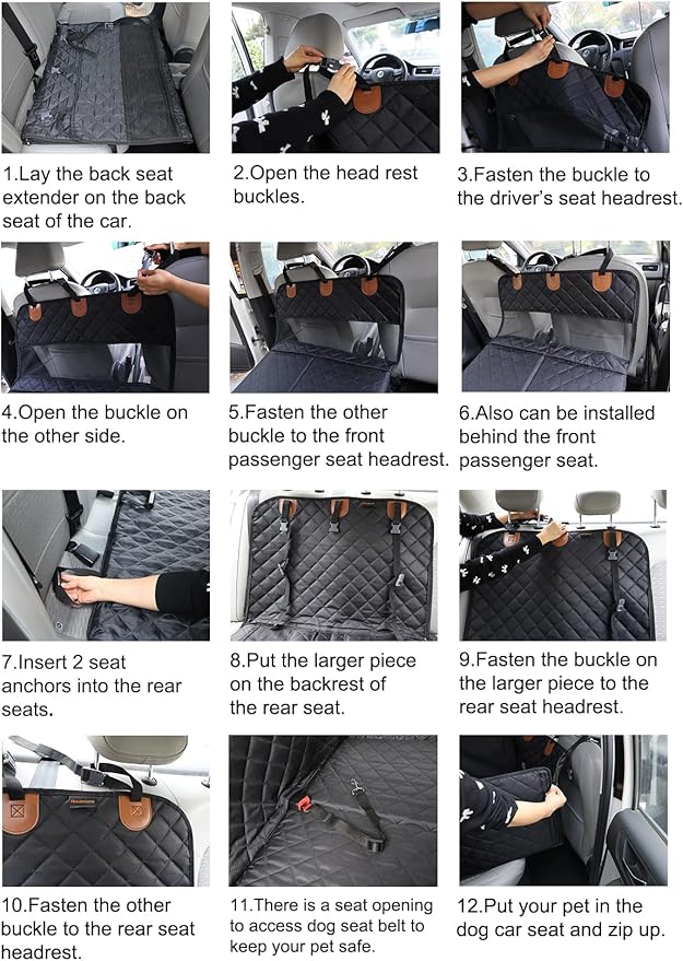 Large Dog Car Seat Cover for Back Seat Half Dog Hammock for Car for Large Dogs