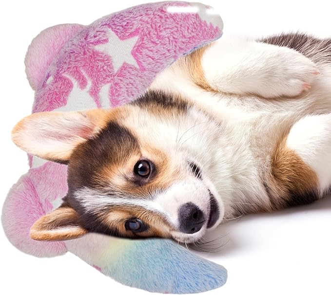 Pet Calming Pillow for Dogs, Soft U-Shaped Pillow Glow in the Dark, Joint Relief, Sleep Comfortably,Suit for Small, Medium, Large Dogs, Fluffy Pet Neck Pillow (M-Light Pink)