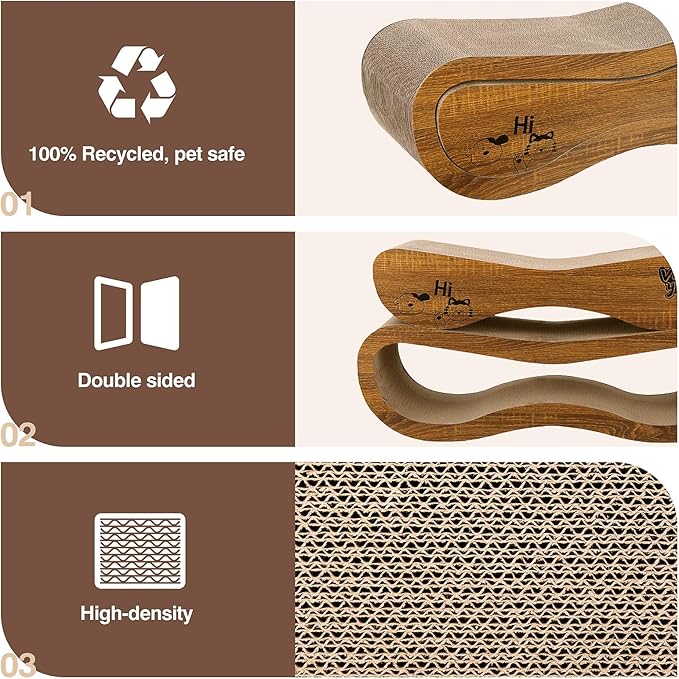 Cat Scratcher, 2 in 1 Cat Scratch Board for Scraching & Napping, Cat Scratchers for Indoor Cats Scratching Pad Couch Lounger Cardboard as Cat Bed & Furniture Protector, XLarge 34.25 Inch, with Catnip