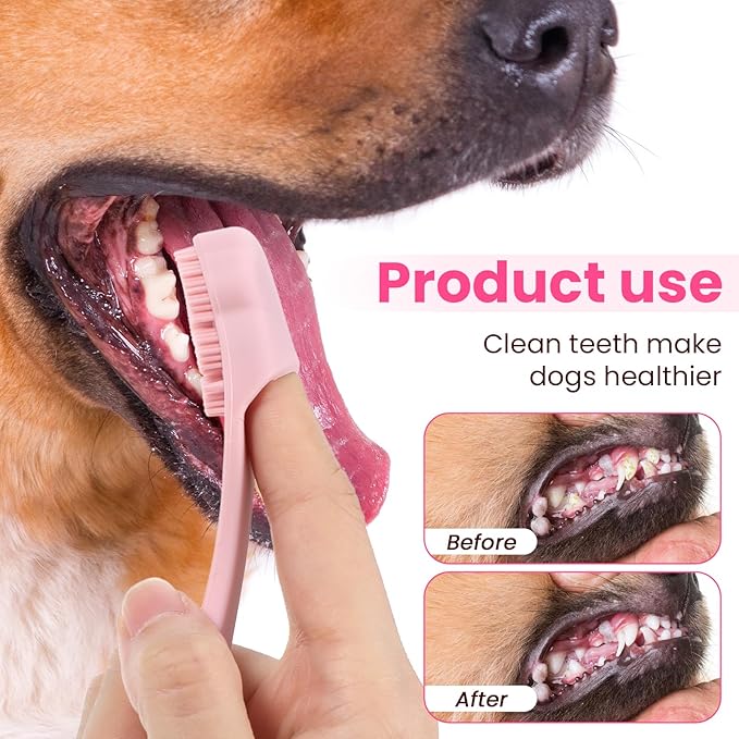 4 Pack Silicone Dog & Cat Finger Toothbrush Kit, Food Grade Toothbrush for Dog, Safe, Non-Toxic, Easy Teeth Cleaning, Prevents Bad Breath & Oral Inflammation