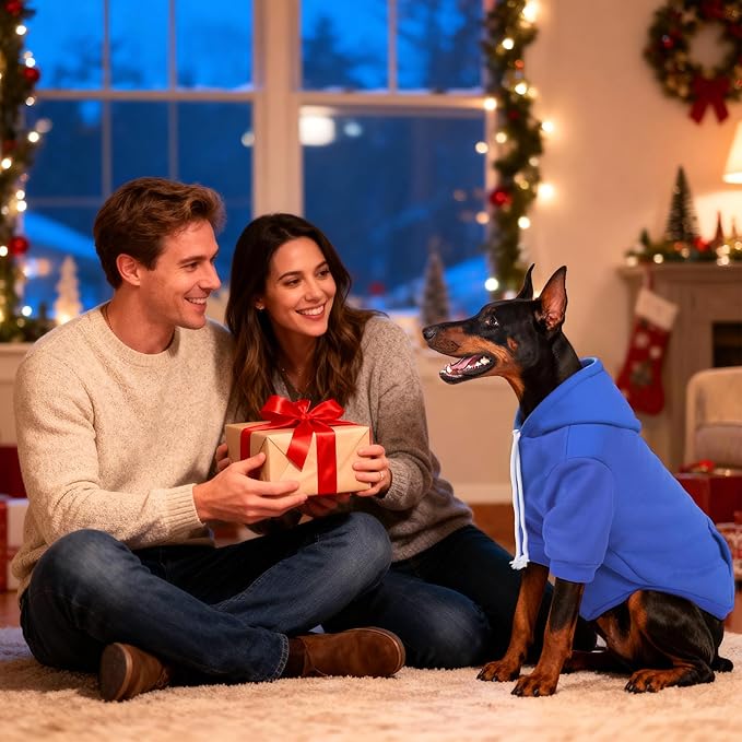 Dog Basic Hoodie Soft Dog Clothes Cold Weather Sweaters for Medium Large Dogs Cozy Fabric Warm Sweatshirt with Leash Hole for Boys (Blue, X-Small (2-5 lbs))