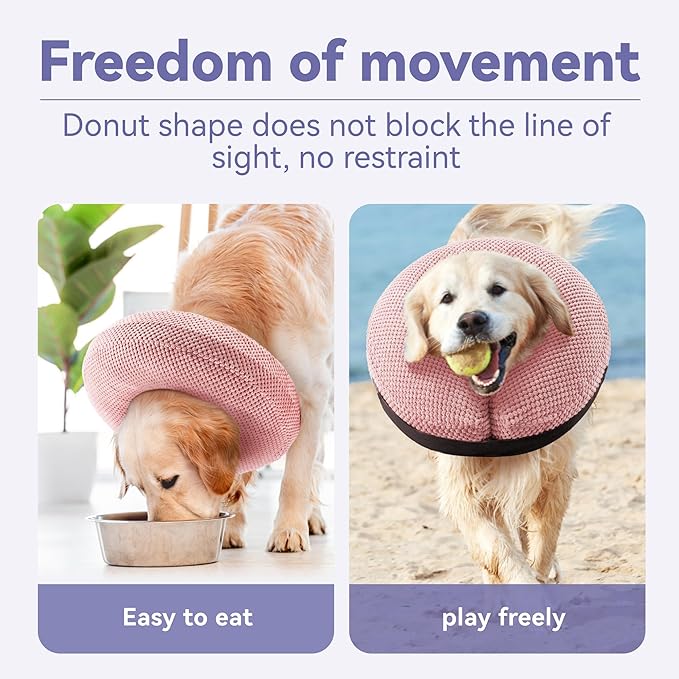 Loflaze Soft Inflatable Dog Cone Collar - Medium/Large/Small, Cat Size - Dog Neck Donut, E Collar Alternative for Recovery
