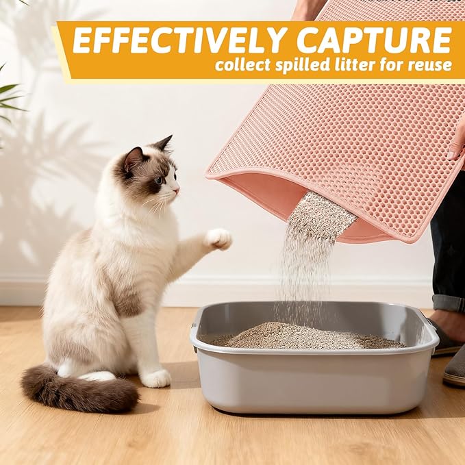 Pieviev Cat Litter Mat Double Layer Waterproof Urine Proof Trapping Mat 1 Pack (Red, 30x24 Inch (Pack of 1))