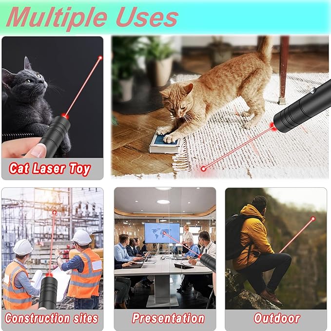 MEUSNO Laser Pointer, High Power Lazer Pointer, Red Laser High Power Rechargeable Laser Pointer for Presentations Outdoor Cat Dog Toy Lazer Light Pointer Pen Red Laser Cat Toy Pointer