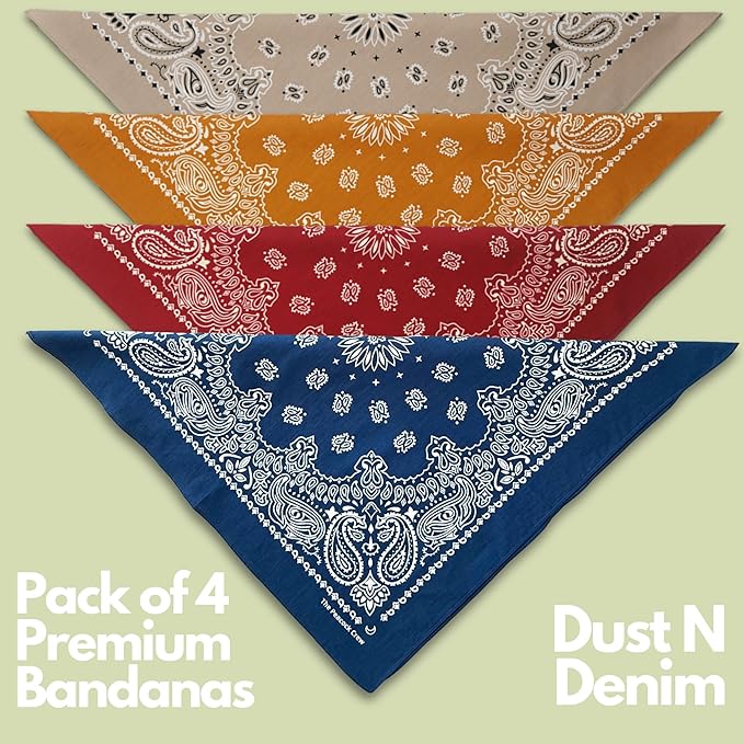 The Peacock Crew Premium Soft Cotton Bandanas Pack for Men and Women Paisley 22 x 22 inches