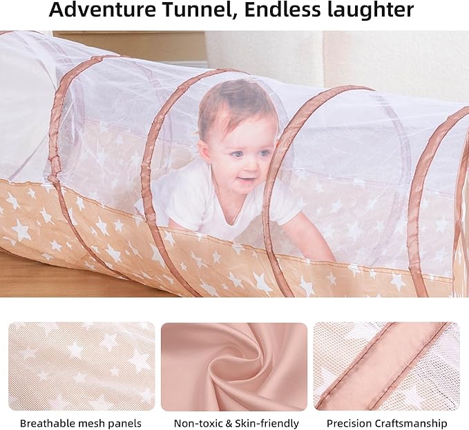 3-in-1 Kids Play Tent with Tunnel & Ball Pit for Toddlers, Indoor Outdoor Playhouse, Easy Pop Up, Portable Play Tents for Toddlers
