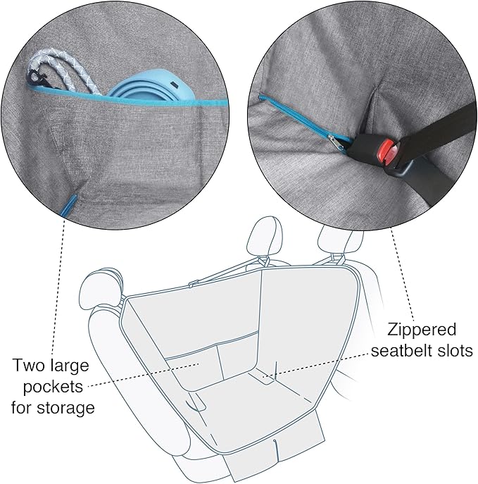 Kurgo Heather Half Hammock, Half Car Seat Cover for Pets, Car Hammocks for Dogs, Water-Resistant, 27.5" Wide (Heather Grey)