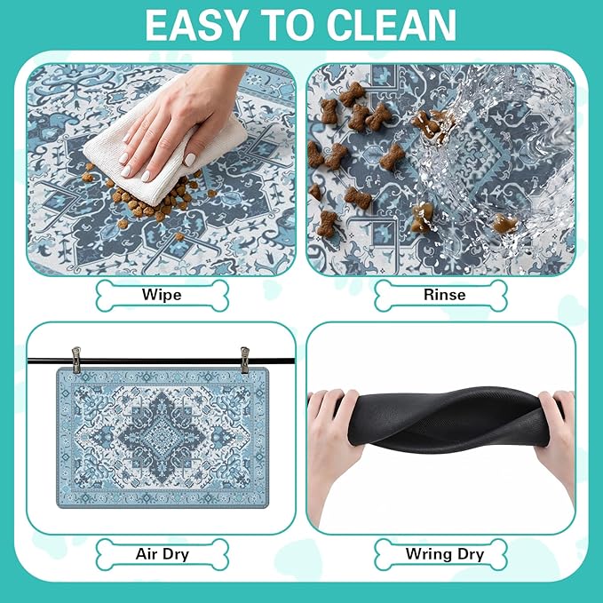 Pet Feeding Mat for Floors Waterproof Dog Mat for Food and Water Absorbent Quick Dry Non Slip mat for Cat Bowls
