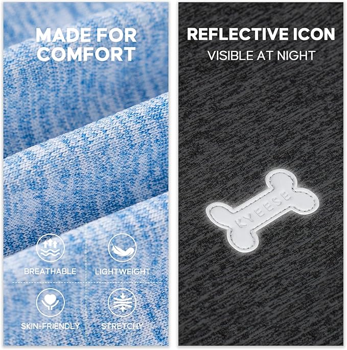 KYEESE 2Pack Dog Shirt, Lightweight Sun Protection Sleeveless Dog T Shirts for Small Dogs Boy, Breathable Puppy Reflective Tank Top Summer Dogs Clothes for Outdoor Walking, Grey+Light Blue, S