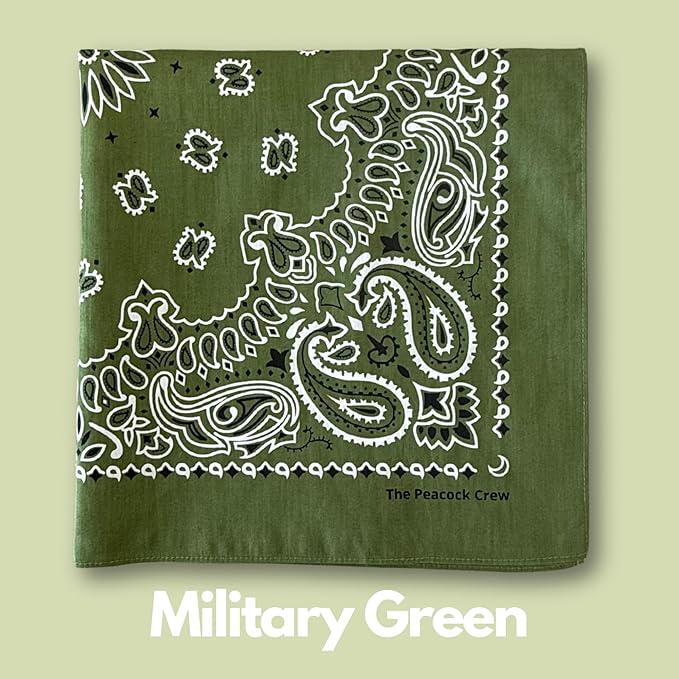 The Peacock Crew Premium Soft Cotton Bandanas Pack for Men and Women Paisley 22 x 22 inches