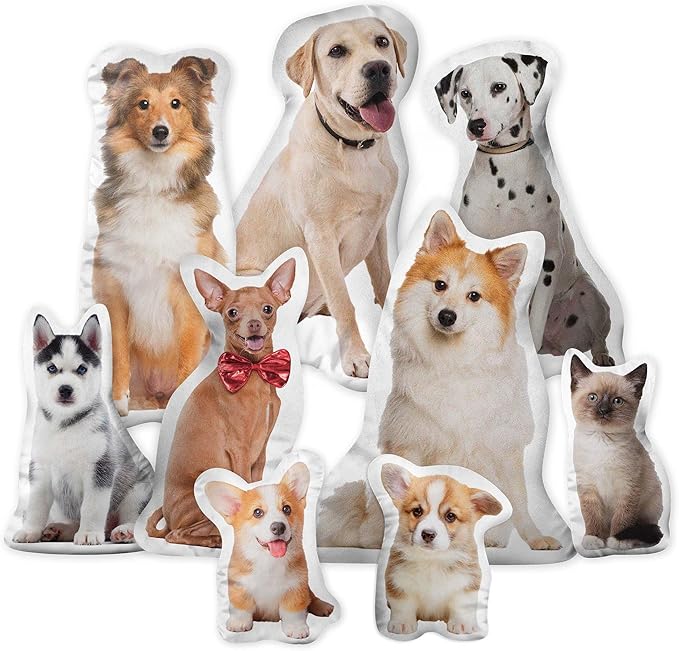 Easycosy Custom Pet Photo Pillow, Personalized Pillow Shaped Like Your Dog Cat Face, Customized Stuffed Animal Picture Pillows, Memorial Gifts for Pet Animal Lovers Her Him(20 Inch)