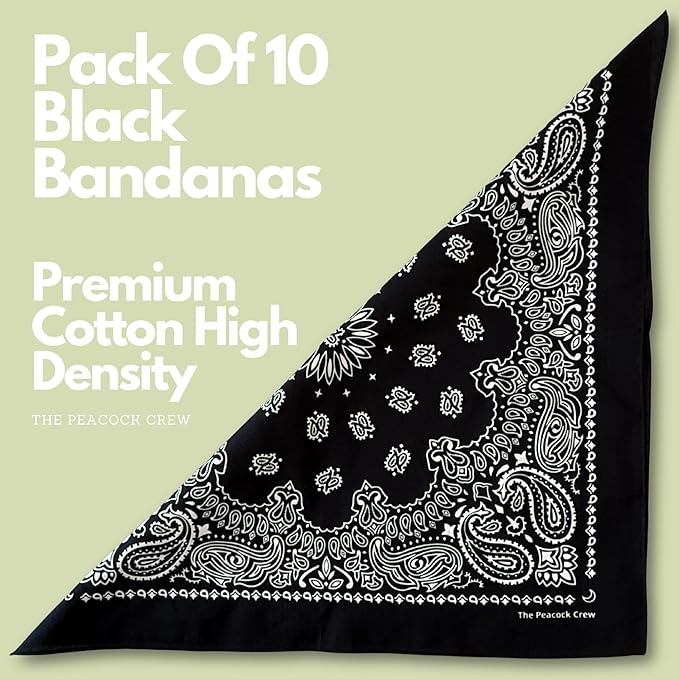 The Peacock Crew Premium Soft Cotton Bandanas Pack for Men and Women Paisley 22 x 22 inches