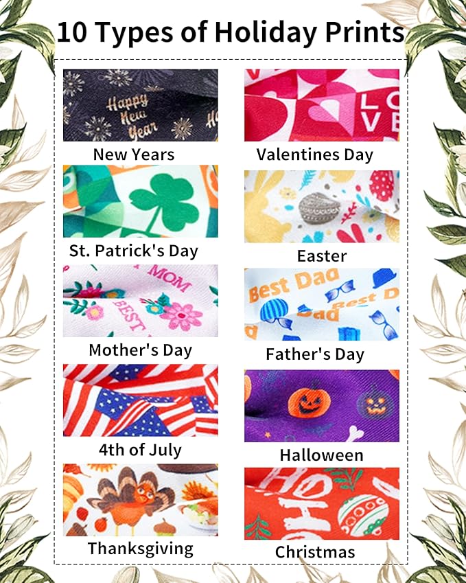 PET SHOW 10 Pack Holiday Small Dog Bow Ties Sliding Collar Attachments Puppy Cats Festival Patterns Bowties for Medium Dogs Classy Bowknots Party Wedding Pet Grooming Accessories(Small)