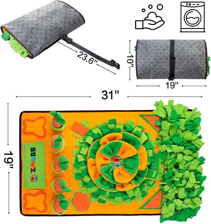 Pet Snuffle Mat for Dogs Sniff Mat Nosework Feeding Mat Slow Feeder Interactive Dog Puzzle Toys for Training and Stress Relief Encourages Natural Foraging Skills (31''x19'')