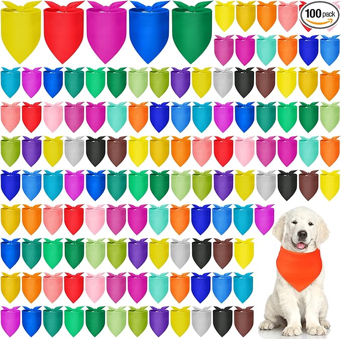 Kacctyen 100 Pieces Dog Bandanas Bulk Plain Blank Heat Transfer Triangle Dog Bibs Washable Adjustable DIY Bandanas Puppy Cat Pets(31.5 x 21.65 x 21.65 Inch)