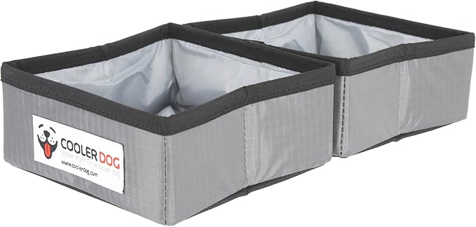 CoolerDog Pocket Bowl Collapsible Dog Bowls – Double Travel Dog Bowl for Small Dogs, Foldable Portable Food & Water Bowl (Small, 24 oz x2)