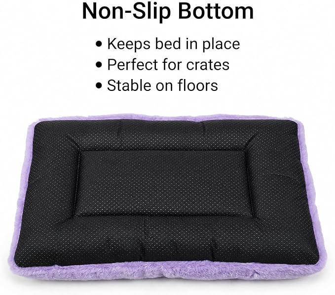 Dog Crate Bed 18x12 for Small Dogs,Washable Puppy Crate Mat with Non Slip Bottom,Soft Dog Crate Pad,Purple