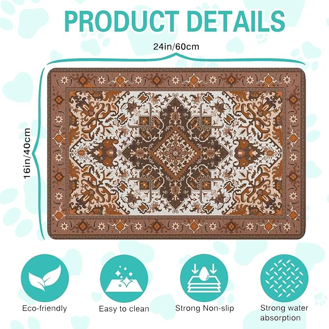Pet Feeding Mat for Floors Waterproof Dog Mat for Food and Water Absorbent Quick Dry Non Slip mat for Cat Bowls