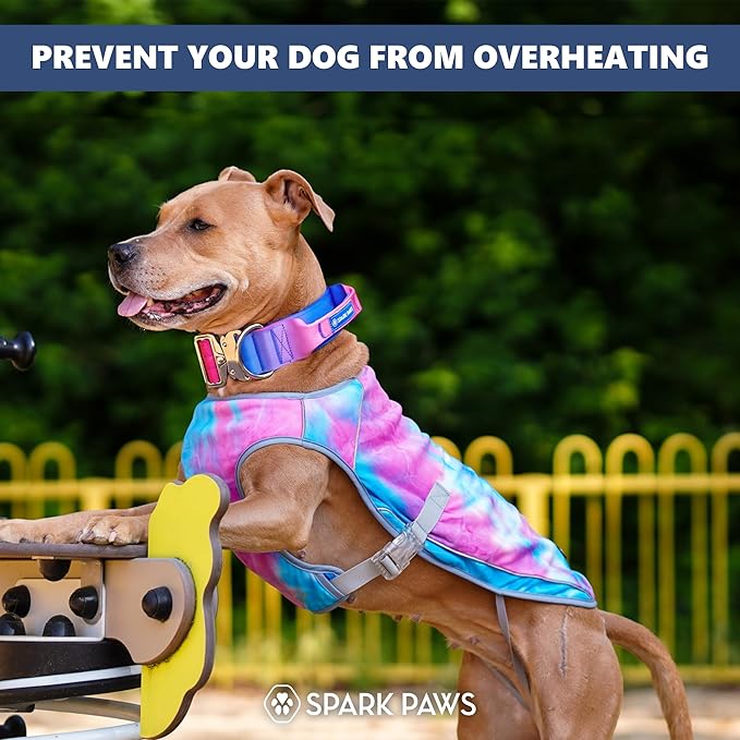 Spark Paws Dog Cooling Vest - SPF 50 UV Sun Protection - Summer Heat Relief Gear for Dogs, Lightweight, Evaporative Cooling - Dog Anxiety Relief Vest During Hot Days - Snowcone, 4XL