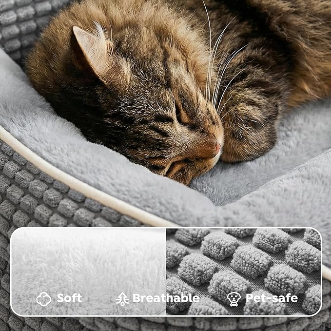 Veehoo Cute Dog Bed for Medium Dogs, Orthopedic Egg-Crate Foam Dog Bed with Sides, Removable Washable Cover & Waterproof Lining, Comfortable Pet Couch Pet Sofa Grey, 36"