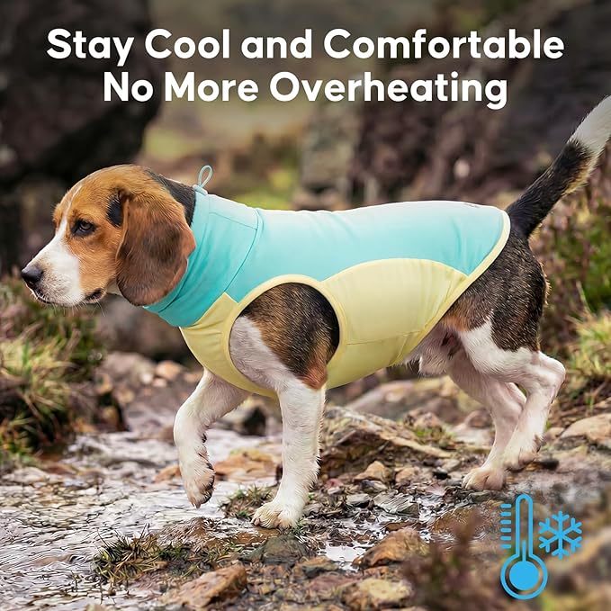 KYEESE Dog Cooling Vest, Lightweight Shirt with Insert Cooling Pad, Sun Protection Summer Heat Relief Outfit for Medium Large Dogs, Reflective Dog Clothes for Outdoor Walking, Blue, 2XL