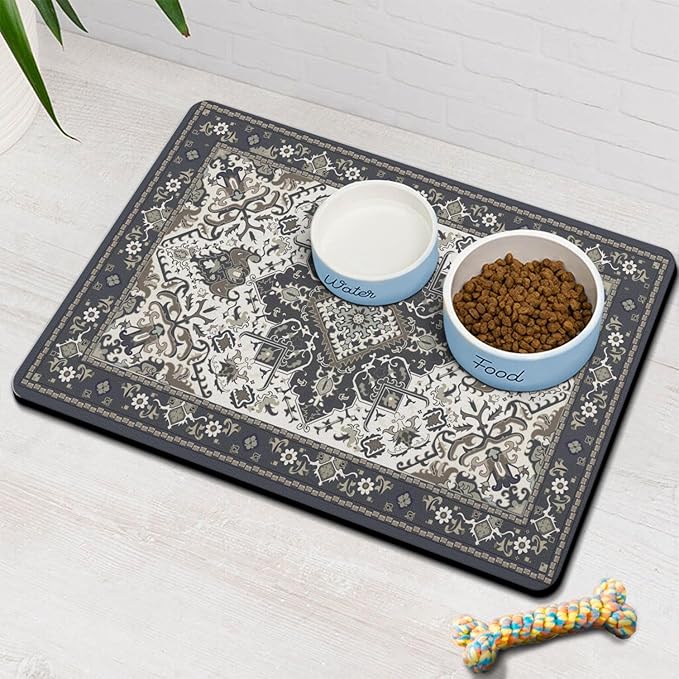 Pet Feeding Mat for Floors Waterproof Dog Mat for Food and Water Absorbent Quick Dry Non Slip mat for Cat Bowls